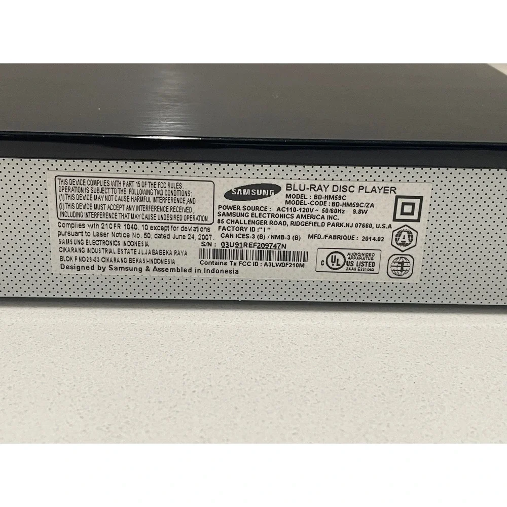 Samsung BD-HM59C Smart 3D Blu-ray Disc Player WiFi Streaming 1080p Blk No Remote